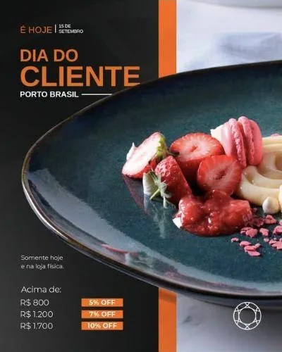 Arte do Dia do Cliente com descontos progressivos e prato com frutas vermelhas